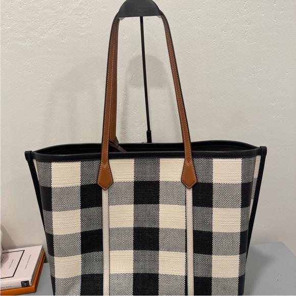 Tory Burch Perry Gingham Triple-Compartment Tote Bag - Picture 2 of 8